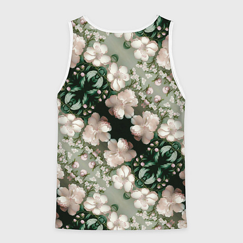 Мужская майка без рукавов Нежные розовые цветочки / 3D-Белый – фото 2