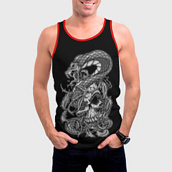 Майка-безрукавка мужская Cobra and skull, цвет: 3D-красный — фото 2