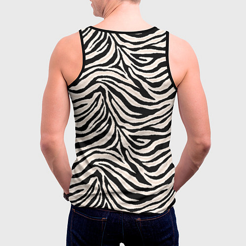 Мужская майка без рукавов Полосатая шкура зебры, белого тигра / 3D-Черный – фото 4