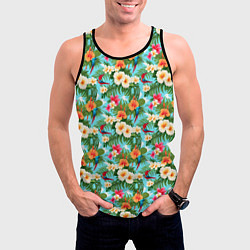 Майка-безрукавка мужская Цветочки гавайский стиль, цвет: 3D-черный — фото 2