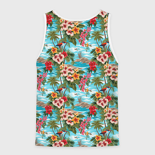 Мужская майка без рукавов Разноцветные гавайские цветы / 3D-Белый – фото 2
