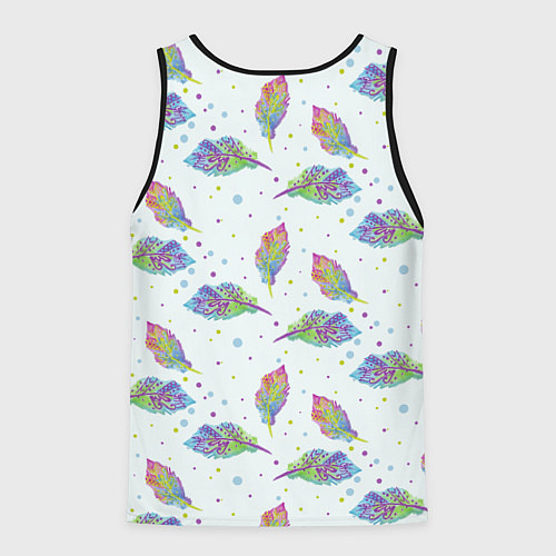 Мужская майка без рукавов Цветные листочки / 3D-Черный – фото 2