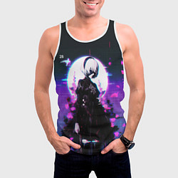 Майка-безрукавка мужская Nier automata 2b neon, цвет: 3D-белый — фото 2