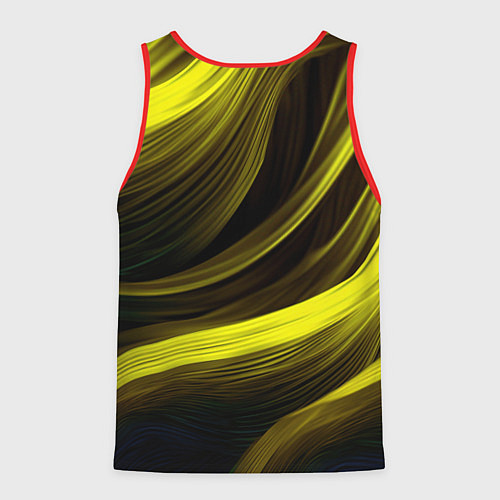 Мужская майка без рукавов Черные и желтые линии / 3D-Красный – фото 2