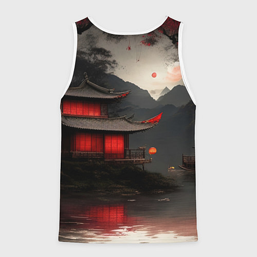 Мужская майка без рукавов Домик у озера / 3D-Белый – фото 2