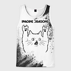 Майка-безрукавка мужская Imagine Dragons рок кот на светлом фоне, цвет: 3D-белый