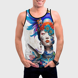 Майка-безрукавка мужская Japanese girl - irezumi - tattoo, цвет: 3D-черный — фото 2