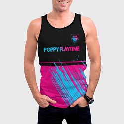 Майка-безрукавка мужская Poppy Playtime - neon gradient: символ сверху, цвет: 3D-черный — фото 2