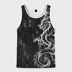 Майка-безрукавка мужская White dragon - grunge, цвет: 3D-белый