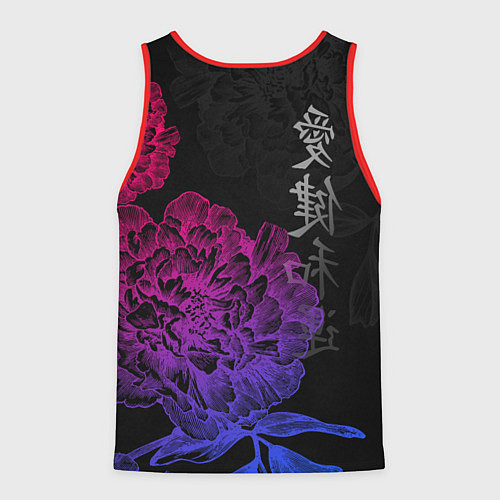 Мужская майка без рукавов Neon flowers - japanese art / 3D-Красный – фото 2
