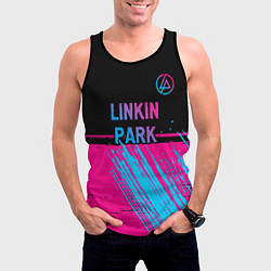 Майка-безрукавка мужская Linkin Park - neon gradient: символ сверху, цвет: 3D-черный — фото 2