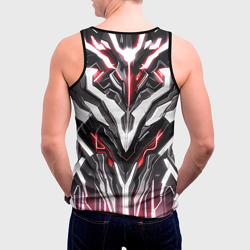 Мужская майка без рукавов Неоновая кибер броня красная / 3D-Черный – фото 4