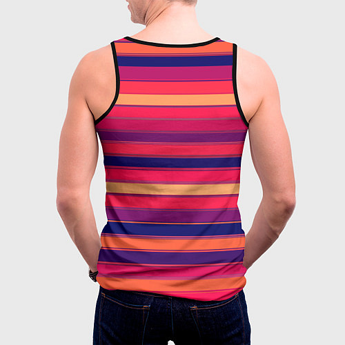 Мужская майка без рукавов Полосатый ярко-красный / 3D-Черный – фото 4