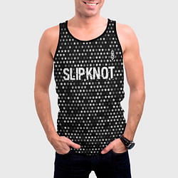 Майка-безрукавка мужская Slipknot glitch на темном фоне: символ сверху, цвет: 3D-черный — фото 2
