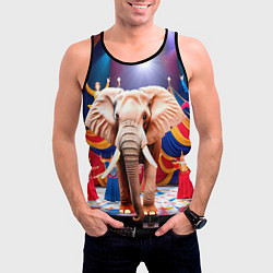 Майка-безрукавка мужская Слон с цирке, цвет: 3D-черный — фото 2