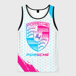 Майка-безрукавка мужская Porsche neon gradient style, цвет: 3D-черный