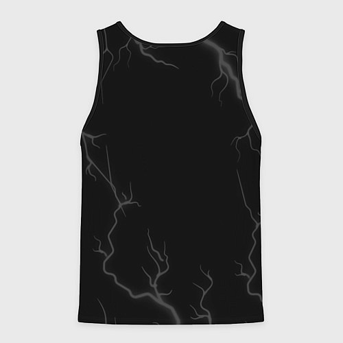 Мужская майка без рукавов Forza Horizon glitch на темном фоне: надпись, симв / 3D-Черный – фото 2