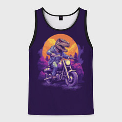 Майка-безрукавка мужская Динозавр на мотоцикле, цвет: 3D-черный