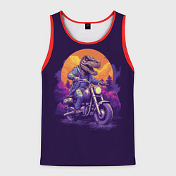 Майка-безрукавка мужская Динозавр на мотоцикле, цвет: 3D-красный