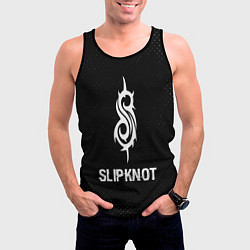 Майка-безрукавка мужская Slipknot glitch на темном фоне, цвет: 3D-черный — фото 2
