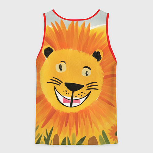 Мужская майка без рукавов Львенок детский рисунок / 3D-Красный – фото 2