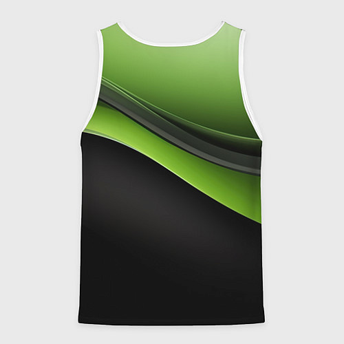 Мужская майка без рукавов Black green abstract / 3D-Белый – фото 2