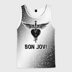 Майка-безрукавка мужская Bon Jovi glitch на светлом фоне, цвет: 3D-белый