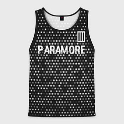 Майка-безрукавка мужская Paramore glitch на темном фоне: символ сверху, цвет: 3D-черный