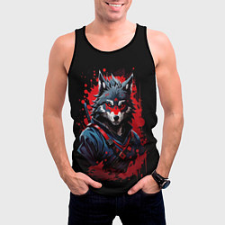 Майка-безрукавка мужская Волк-самурай, цвет: 3D-черный — фото 2
