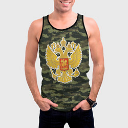 Майка-безрукавка мужская Россия - герб и камуфляж, цвет: 3D-черный — фото 2