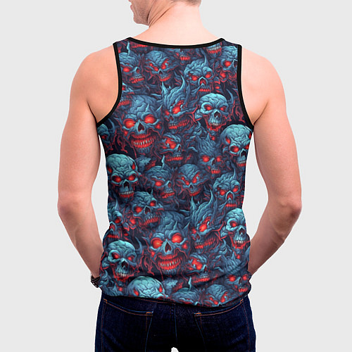 Мужская майка без рукавов Monster skulls pattern / 3D-Черный – фото 4