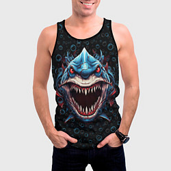 Майка-безрукавка мужская Evil shark, цвет: 3D-черный — фото 2