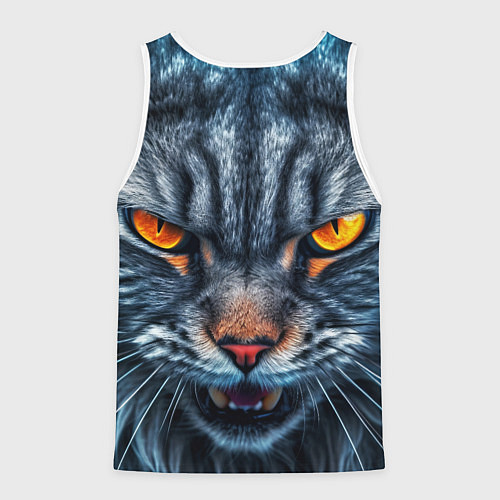 Мужская майка без рукавов Angry cat / 3D-Белый – фото 2