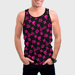 Майка-безрукавка мужская Барби паттерн черно-розовый, цвет: 3D-черный — фото 2