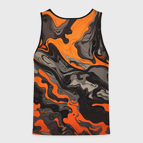 Мужская майка без рукавов Оранжево-черный камуфляж / 3D-Черный – фото 2