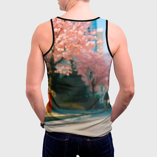 Мужская майка без рукавов Милая панда в пуховике / 3D-Черный – фото 4