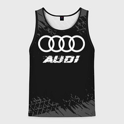 Майка-безрукавка мужская Audi speed на темном фоне со следами шин, цвет: 3D-черный