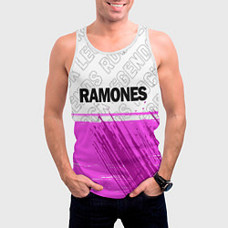 Майка-безрукавка мужская Ramones rock legends: символ сверху, цвет: 3D-белый — фото 2