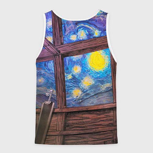 Мужская майка без рукавов Берсерк и небо Ван Гога / 3D-Белый – фото 2