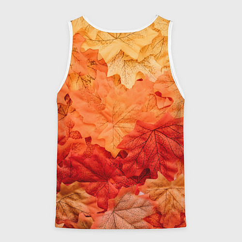 Мужская майка без рукавов Текстура упавших осенних листьев / 3D-Белый – фото 2