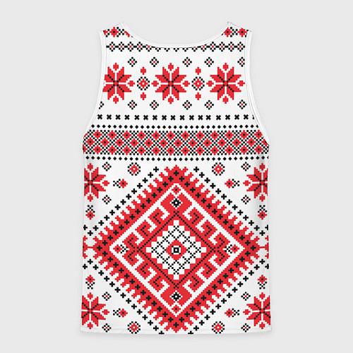 Мужская майка без рукавов Удмуртская роспись / 3D-Белый – фото 2