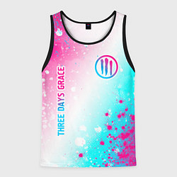 Мужская майка без рукавов Three Days Grace neon gradient style: надпись, сим