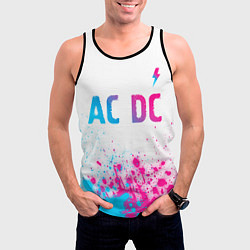 Майка-безрукавка мужская AC DC neon gradient style: символ сверху, цвет: 3D-черный — фото 2