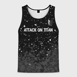 Майка-безрукавка мужская Attack on Titan glitch на темном фоне: символ свер, цвет: 3D-черный