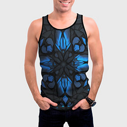 Майка-безрукавка мужская Синий абстрактный узор на плитах, цвет: 3D-черный — фото 2