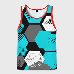 Майка-безрукавка мужская Шестиугольники абстрактный фон, цвет: 3D-красный