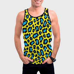 Майка-безрукавка мужская Кислотный леопард паттерн, цвет: 3D-черный — фото 2