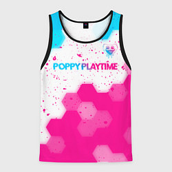 Майка-безрукавка мужская Poppy Playtime neon gradient style: символ сверху, цвет: 3D-черный