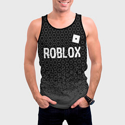 Майка-безрукавка мужская Roblox glitch на темном фоне: символ сверху, цвет: 3D-черный — фото 2