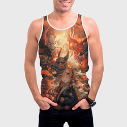 Майка-безрукавка мужская Девчонка в маске демонического дракона, цвет: 3D-белый — фото 2